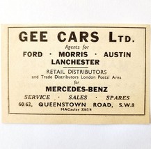 1954 Gee Cars Ltd Mercedes Benz Advertisement Import Automobilia E89F1 - €17,25 EUR
