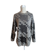VTG Womens Gray Chunky Knit Wool Blend Oversized Dad Grandpa Sweater Sz L - £30.24 GBP
