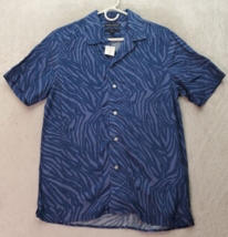 Banana Republic Shirt Mens Small Blue Zebra Print Slim Fit Collared Button Down - £14.69 GBP