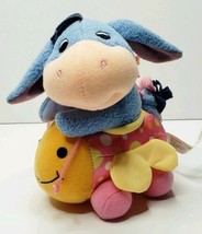 Winnie The Pooh BABY EEYORE in Bug Car 6&quot;  Plush Toy Pull his Tail And H... - £13.53 GBP