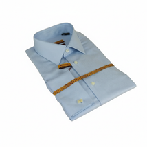 Mens 100% Egyptian Cotton Shirt French Cuffs Wrinkle resistance Enzo 61102 Blue image 6