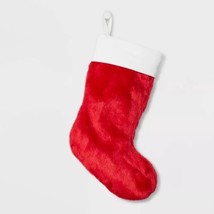 Wondershop Plush Faux Fur 20&quot; Christmas Stocking Red - £15.94 GBP