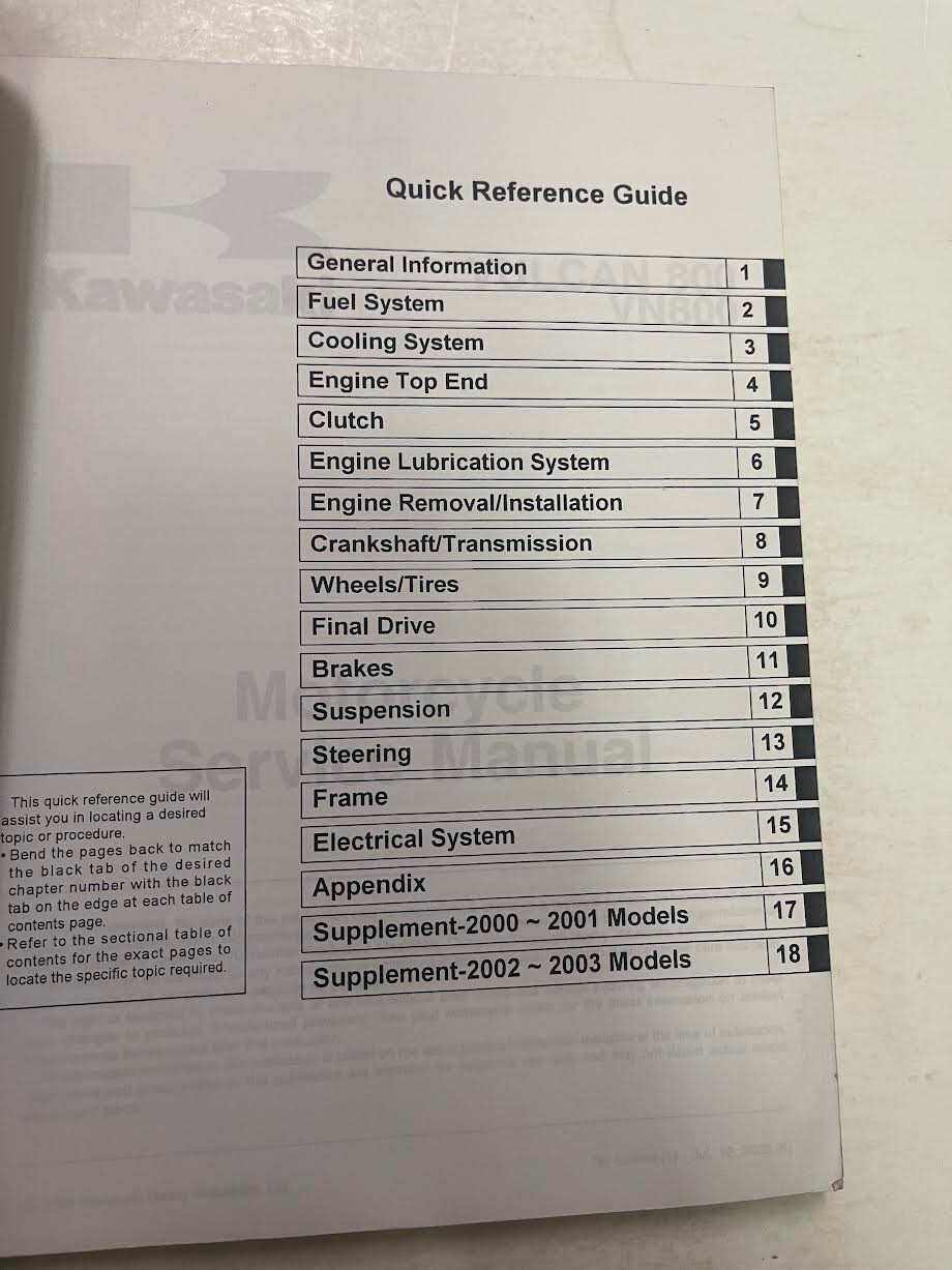 1995 1996 1997 2003 Kawasaki Vulcan 800 VN800 Motorcycle Service Manual OEM Set Item image 2