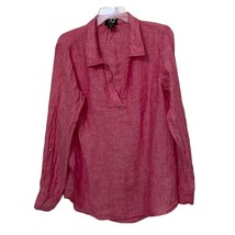 Jones &amp; Co Pink Linen Blouse Top Shirt Womens Size Extra Large Pullover - £11.81 GBP