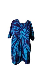 Vintage Single Stitch Hanes Shirt Womens 1990s Blue Tye Dye Slim Fit XL VTG - $19.40