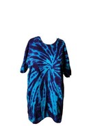 Vintage Single Stitch Hanes Shirt Womens 1990s Blue Tye Dye Slim Fit XL VTG - £15.26 GBP