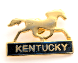 VTG Kentucy Running Hose Blue Gold Tone Enamel Pin Animal KY Souvenri - £7.55 GBP