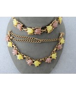 Vintage Thermoset Necklace Bracelet Set Tulip Flowers Gold Tone Rhinesto... - $54.29 CAD