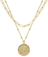 Layered Initail Necklaces for Women 14K Gold Plated Cubic Zirconia Layer... - £10.65 GBP