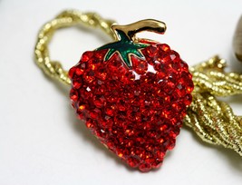 Enamel &amp; Crystal Strawberry Brooch Pin and Pendant, Crystal Strawberry pin - £15.16 GBP