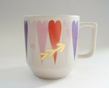 Starbucks Cofffee Mug Hearts Watercolor Painted Gold Valentine EUC Purple - $9.89