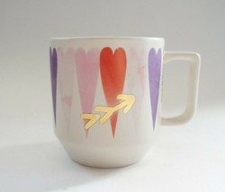Starbucks Cofffee Mug Hearts Watercolor Painted Gold Valentine EUC Purple - £7.81 GBP