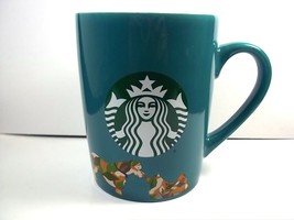 Starbucks coffee mug siren logo green with leaf pattern dogs 2020 10 oz - $12.84