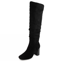 Sugar Women Knee High Slouch Riding Boots Emerson Size US 8.5M Black Microsuede - £31.80 GBP