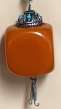 Creamy Butterscotch Amber Cube Pendant Necklace Large Size 28&quot; Chain - £95.69 GBP