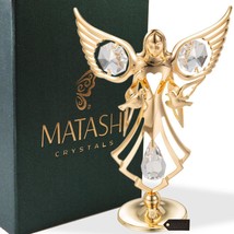 24K Gold Plated Guardian Angel w Doves Figurine Ornament Best Mother&#39;s Day Gift - £20.39 GBP