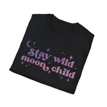 Stay Wild Moon Child - Printed Crew Neck T-shirt Casual Short Sleeve Top, Black - £23.48 GBP+