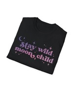 Stay Wild Moon Child - Printed Crew Neck T-shirt Casual Short Sleeve Top, Black - $29.69 - $33.65