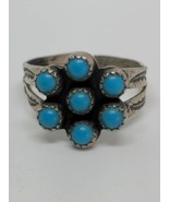 Vintage Sterling Silver 925 Native American Blue Turquoise Ring Size 5 - £18.77 GBP