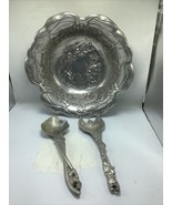 Arthur Court Bunny Rabbit Aluminum 14 inch Serving Salad Bowl FORK SPOON - €53,00 EUR