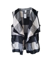 West Loop Women&#39;s Sleeveless Buffalo Check Vest Black And White One Size - $12.60