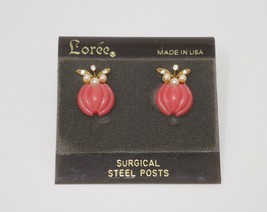 Loree Coral Gold Tone Faux Pearl Earrings - £32.16 GBP