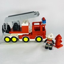 Lego Duplo Red Ladder Fire Truck Firefighter &amp; Fire Hydrant - $27.38 CAD