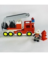 Lego Duplo Red Ladder Fire Truck Firefighter &amp; Fire Hydrant - $27.34 CAD