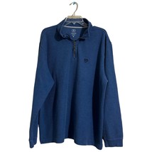 Izod Sweater Mens XL Blue Quarter Zip Fleece Pullover Long Sleeve Adult - £10.93 GBP