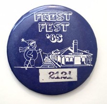 Vintage 1985 St. Paul Minnesota FROST FEST Button Pin 2.25&quot; 2121 Blue - £9.43 GBP