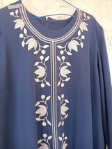 Middle Eastern dress, navy color, elegant, embroidered in beige, coordin... - £30.92 GBP