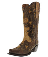 Womens Western Rodeo Boots Sand Leather Overlay Snip Toe Size 5-8, 9.5-11 - £83.49 GBP