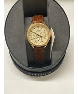 NEW* Citizen Womens Quartz ED8162-03P Brown Leather Band Watch - £65.29 GBP
