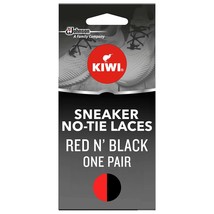 KIWI Sneaker No-Tie Shoe Laces, Red N&#39; Black, One Size Fits All, 1 Pair - £7.16 GBP