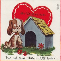 Vintage Valentine Card Spaniel at Dog House 1950s A-Meri-Card for Child - £6.32 GBP