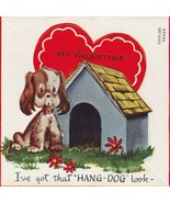 Vintage Valentine Card Spaniel at Dog House 1950s A-Meri-Card for Child - £6.32 GBP