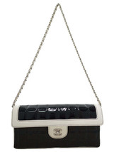 Chanel Patent Leather Black White Chocolate Bar Chain Shoulder Bag - £1,605.10 GBP