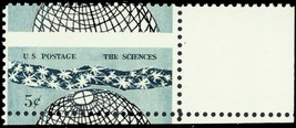 1237, Mint NH 5¢ Large Perf Shift Margin Copy Error - The Sciences - Stu... - $34.95