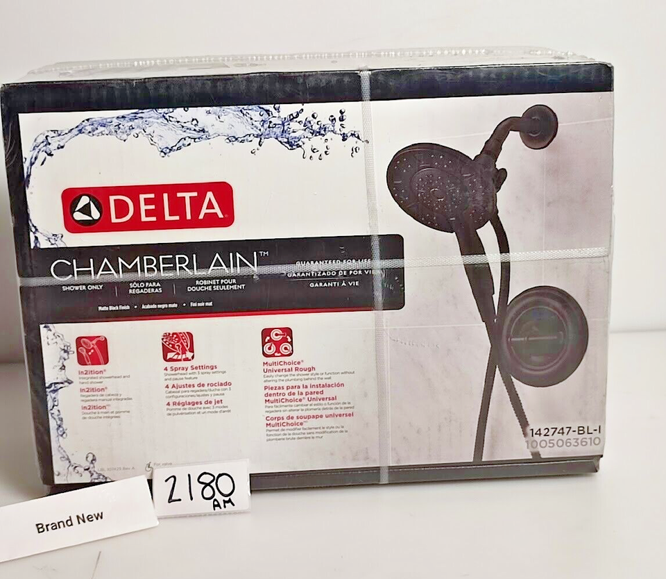 Delta Chamberlain 2in1 SingleHandle 4Spray Shower Faucet in Matte Black Shower Heads & Combos