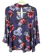 Floral Keyhole Blouse Bellsleeve Choker Sz S Whimsy Coquette Romantic Fa... - $454.76 MXN