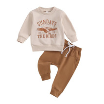 Toddler Boys 2-Piece Fall Outfit, Letter Eagle Print Long Sleeve Top Pants - £20.80 GBP