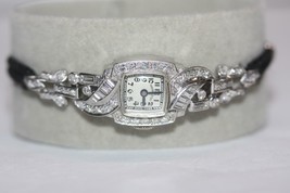 1950&#39;s Hamilton 911 Platinum Diamond Square watch 17 Jewels T42 7144- 6&quot; Wrist - £1,442.11 GBP