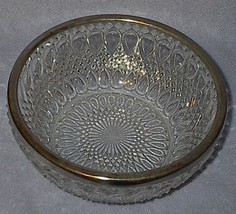 Elegant England Glass Press Pattern Kitchen Bowl Silver Rim - £7.97 GBP