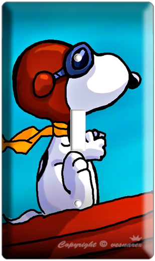 PEANUTS SNOOPY AVIATOR SINGLE LIGHT SWITCH COVER PLATE