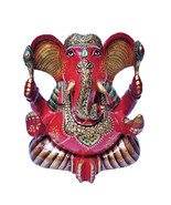 Wood Hand Painted Baby Ganesha Statue Ganesh Idol/Murti/Ganjapti Statue ... - £78.63 GBP