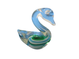 Blue And Green Hand Blown Glass Swan 4.5&quot;T Free Standing Figurine - £15.46 GBP