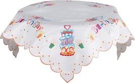 Happy Birthday Cut Work Table Runner Table Topper Embroidered Party Deco... - $29.95