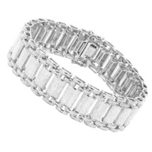 5 Ctw D/FL Real Moissanite 14K White Gold Over Cuban Link Men&#39;s Bracelet 8.5&quot; - £252.03 GBP