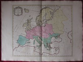 1754 Carte de l&#39;Europe Jean Palairet Gibson Antique Map Atlas Copperplate Eng... - £329.94 GBP