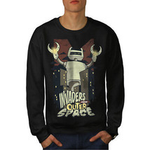 Wellcoda Invaders Space Robot Geek Mens Sweatshirt, Mars Casual Pullover Jumper - £24.11 GBP+